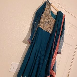 Long Pakistani dress- with trouser and dupatta